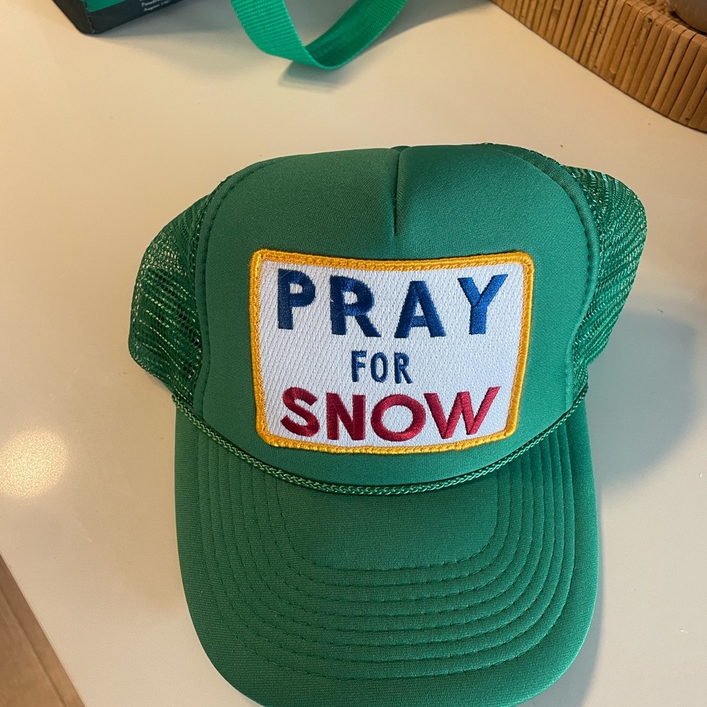 Aviator Nation Green Hat with 'Pray for Snow' Patch